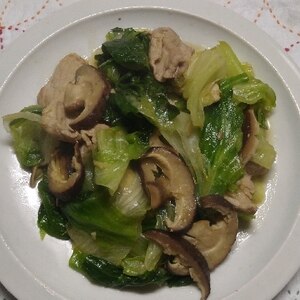 豚肉椎茸レタスのカレーオイスター炒め